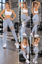 Lycra Leggings Deportivo Con Malla - Gris Claro Ref. 1150 - Imagen 6