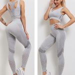Conjunto Deportivo Leggings Tiro Alto + Crop Top Gris Ref 5070