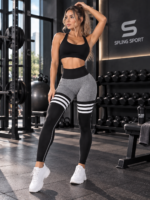 Lycra Leggings Deportivo Push Up - Gris Negro Ref. 1255 - Imagen 6