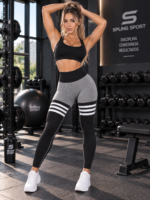 Lycra Leggings Deportivo Push Up - Gris Negro Ref. 1255 - Imagen 4