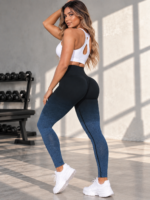 Lycra Leggings Deportivo Transpirable Push Up - Negro Azul Ref. 1030 - Imagen 6