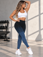 Lycra Leggings Deportivo Transpirable Push Up - Negro Azul Ref. 1030 - Imagen 2