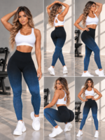 Lycra Leggings Deportivo Transpirable Push Up - Negro Azul Ref. 1030 - Imagen 7