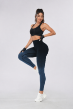 Lycra Leggings Deportivo Transpirable Push Up - Negro Azul Ref. 1030 - Imagen 4