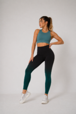 Lycra Leggings Deportivo Transpirable Push Up - Negro Verde Ref. 1030 - Imagen 3