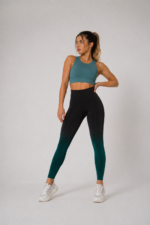 Lycra Leggings Deportivo Transpirable Push Up - Negro Verde Ref. 1030