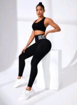 Lycra Leggings Deportivo Transpirable Push Up - Negro Ref. 1415 - Imagen 4