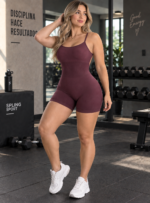 Enterizo Deportivo Transpirable Push Up Tiro en V - Terracota Ref. 5225 - Imagen 2