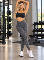 Lycra leggings Deportivo Push Up Tiro Bajo En V - Gris Ref. 1435 - Imagen 6
