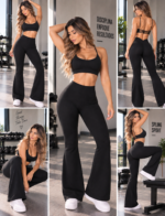 Lycra Leggings Push Up Tiro Bajo Bota Ancha - Negro Ref. 1450 - Imagen 6