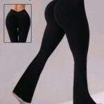 Lycra Leggings Push Up Tiro Bajo Bota Ancha - Negro Ref. 1450
