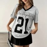 Camiseta Oversize Deportiva En Malla Estampada – Gris Ref. 2420