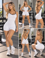Enterizo Deportivo Push Up Corte En V - Blanco Ref. 5300 - Imagen 5