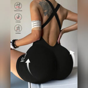 Enterizo Deportivo Push Up Espalda Descubierta - Negro Ref. 5285