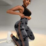 Lycra Leggings Tie Dye Push Up Con Malla - Negro Ref. 1196