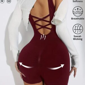 Enterizo Deportivo Corto Push Up - Vinotinto Ref. 5305