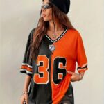 Camiseta Jersey Oversize – Negro y Naranja Ref. 2475