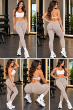 Lycra leggings Deportivo Push Up Tiro Bajo En V - Caqui Ref. 1435 - Imagen 7