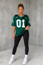 Camiseta Oversize Deportiva En Malla Estampada – Verde Ref. 2405 - Imagen 5