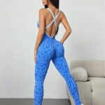 Enterizo Deportivo Push Up Tiro Bajo Animal Print – Azul Ref. 5395