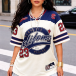 Camiseta Oversize Deportiva Estilo Jersey – Azul Ref. 2550