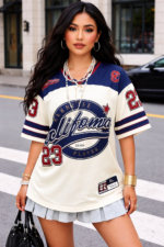 Camiseta Oversize Deportiva Estilo Jersey – Azul Ref. 2550