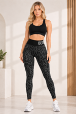 Lycra Leggings Deportivo Push Up Animal Print – Negro Ref. 1540 - Imagen 2