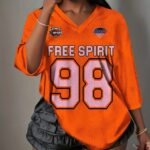 Camiseta Oversize Deportiva En Malla Estampada – Naranja Ref. 2510