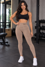 Lycra Leggings Deportivo Transpirable Push Up - Caqui Ref. 1415 - Imagen 6