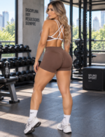 Conjunto Deportivo Crop Top Short Push Up - Marrón Ref. 5470 - Imagen 2