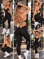 Enterizo Deportivo Push Up Tiro Bajo Espalda Descubierta - Negro Ref. 5360 - Imagen 6