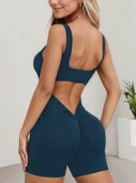 Enterizo Deportivo Transpirable Push Up Tiro en V – Azul Ref. 5215 - Imagen 4