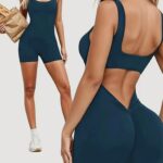 Enterizo Deportivo Transpirable Push Up Tiro en V – Azul Ref. 5215