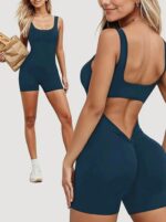 Enterizo Deportivo Transpirable Push Up Tiro en V – Azul Ref. 5215