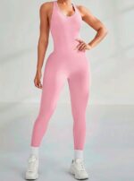 Enterizo Deportivo Largo Push Up Espalda Descubierta Cruzada – Rosa Ref. 5250 - Imagen 4