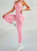 Enterizo Deportivo Largo Push Up Espalda Descubierta Cruzada – Rosa Ref. 5250 - Imagen 3