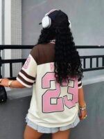 Camiseta Oversize Deportiva Estilo Jersey – Rosa Ref. 2550 - Imagen 3