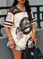 Camiseta Oversize Deportiva Estilo Jersey – Rosa Ref. 2550 - Imagen 2