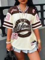 Camiseta Oversize Deportiva Estilo Jersey – Rosa Ref. 2550