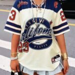 Camiseta Oversize Deportiva Estilo Jersey – Azul Ref. 2550