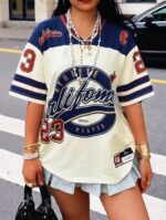 Camiseta Oversize Deportiva Estilo Jersey – Azul Ref. 2550