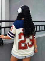 Camiseta Oversize Deportiva Estilo Jersey – Azul Ref. 2550 - Imagen 2