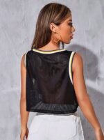 Crop Top Deportivo En Malla – Negro Ref. 2555 - Imagen 4