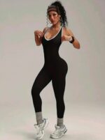 Enterizo Deportivo Push Up Tiro Bajo Espalda Descubierta – Negro Ref. 5360 - Imagen 3