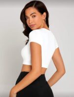 Crop Top Deportivo Manga Corta – Blanco Ref. 2485 - Imagen 4