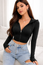 Chaqueta Deportiva Casual Con Capota – Negro Ref. 6175