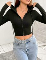 Chaqueta Deportiva Casual Con Capota – Negro Ref. 6175 - Imagen 4