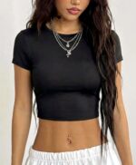 Crop Top Deportivo Manga Corta - Negro Ref. 2485 - Imagen 2