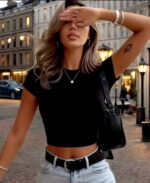 Crop Top Deportivo Manga Corta - Negro Ref. 2485 - Imagen 5