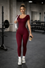 Enterizo Deportivo Push Up Espalda Descubierta - Vino Ref. 5500 - Imagen 2